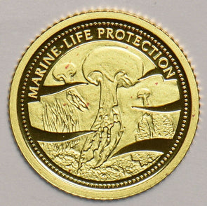 Palau 2001 proof Dollar gold 1/25oz gold marine life protection In mint capsule