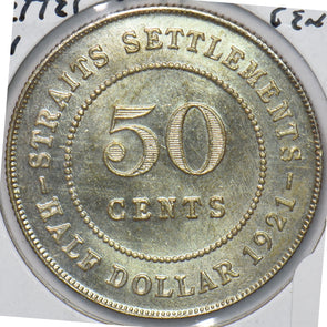 Straits Settlements 1921 50 Cents  291027 combine shipping