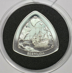 Bermuda 1998 3 Dollars Proof Sterling silver. Triangular (Sailing ship 