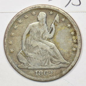 1862-S Seated Liberty Half Dollar 90% silver VG F U0216
