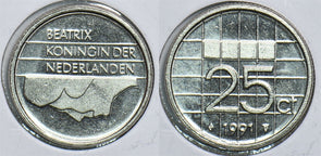 Netherlands 1991 25 Cents 904706 combine shipping
