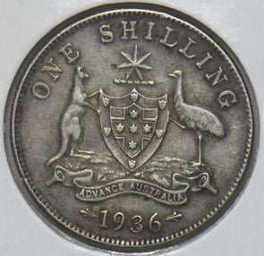Australia 1936 Shilling Kangaroo animal Ostrich Georgivs V 293063 combine shippi