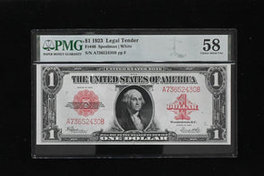 US 1923 $1 PMG AU58 United States Notes Red Seal FR#40 Speelman White PM0419 com