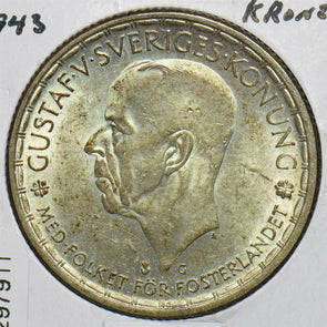 Sweden 1943 2 Kronor 297911 combine shipping