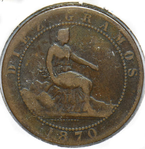 Spain 1870 10 Centavos Lion animal 150534 combine shipping