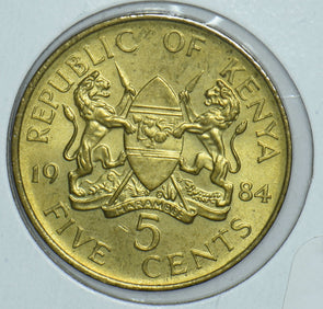 Kenya 1984 Daniel Toroitich Arap Moi 25 Cents Lions animal President Of Kenya 19