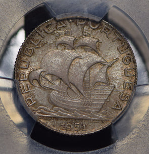 Portugal 1951 2.5 Escudos 2 1/2 PCGS MS66 frosty lustrous rare gem grade PC0470