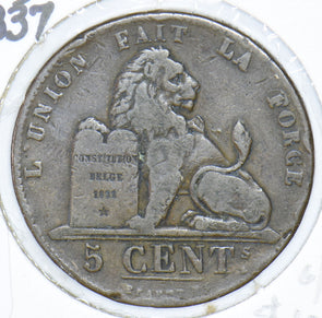 Belgium 1837 5 Centimes Lion animal  290369 combine shipping