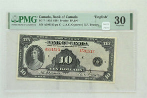 Canada 1935 BC-7 $10 PMG Very Fine 30 Bank of Canada. BC-7. JAC Osborne GF Tower