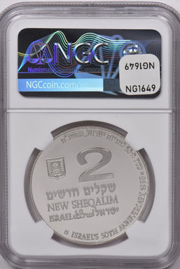 Israel 1998 2 New Sheqalim Silver NGC Proof 69 Ultra Cameo Israel's Jubilee NG16