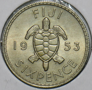 Fiji 1953 6 Pence Turtle animal 297551 combine shipping