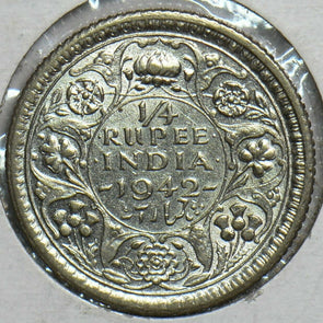 India British 1942 1/4 Rupee UNC 152943 combine shipping
