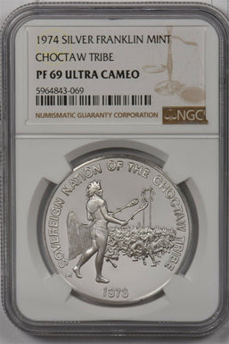 1973 silver NGC PF 69UC Choctaw Tribe Silver Franklin Mint NG1340 combine ship