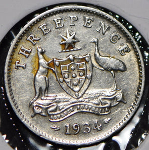 Australia 1934 3 Pence Kangaroo animal Emu  191441 combine shipping