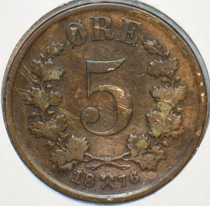 Norway 1876 5 Ore Lion animal 195105 combine shipping