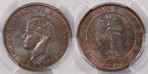 Ceylon 1942 Cent PCGS MS 64 BROWN PI0226 combine shipping