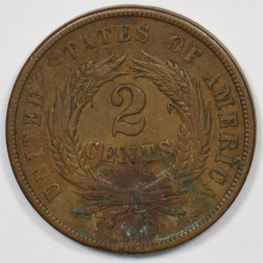 1864 Two Cents Lg motto. XF U0190