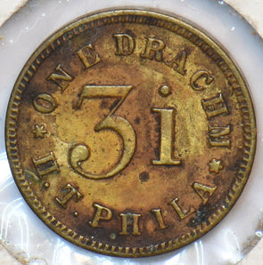 Token Drachm H. T. PHILA. Apothecary weight. 3.1 weight 194866 combine shippin