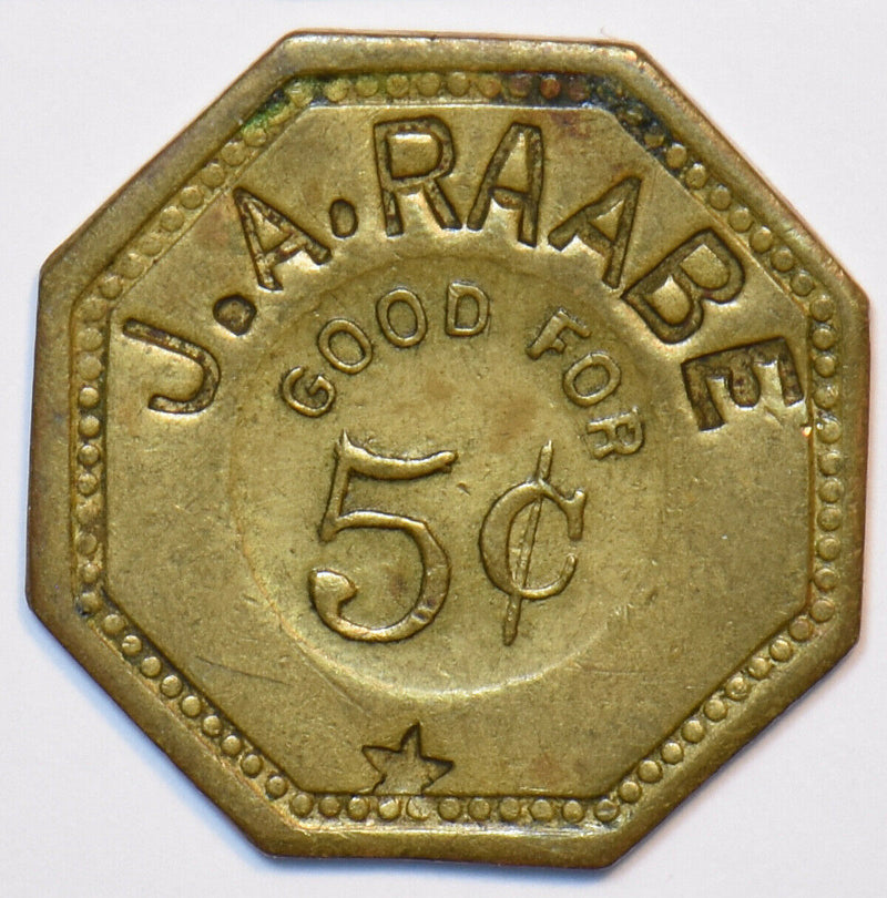 1900 ~70 Lead ville Colorado BR Julius Rache Trade Token Good for 5 Cents 49086