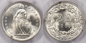 Switzerland 1965 B 2 Francs PCGS MS 66 KM-21 PC1437 combine shipping