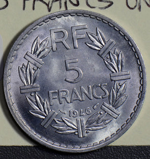 France 1946 5 Francs UNC aluminum F0172 combine shipping