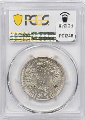British India 1945 L Rupee PCGS MS 62 rare condition SW-9.34 Small 5 PC1248 comb