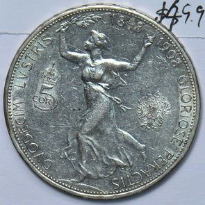 Austria 1908 5 Corona 490771 combine shipping