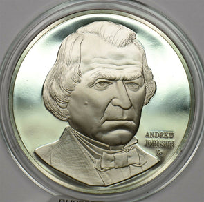 1980 's Medal Proof Andrew Johnson in capsule 1.2oz pure silver Franklin Mint B