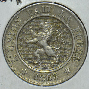 Belgium 1863 10 Centimes lion animal  290385 combine shipping