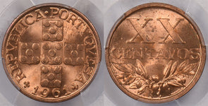 Portugal 1961 20 Centavos PCGS MS 64 RED PI0217 combine shipping