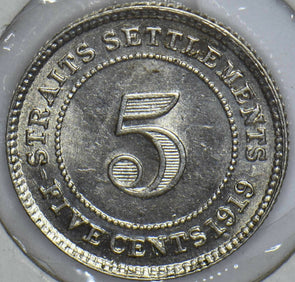Straits Settlements 1919 George V 5 Cents 291139 combine shipping