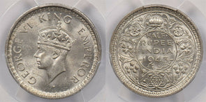 British India 1943 L 1/2 Rupee PCGS MS 64 rare condition SW-9.61 PC1257 combine