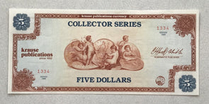 1989 series 5 Dollars Krause publications collector series. Intaglio print RC037