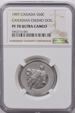 Canada 1997 50 Cents Silver NGC Proof 70 Ultra Cameo Perfect 70 Canadian Eskimo