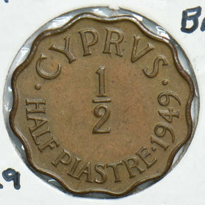 Cyprus 1949 1/2 Piastre Brown UNC 198074 combine shipping