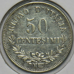 Italy 1863 M BM 50 Centesimi 296852 combine shipping
