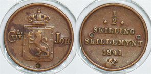 Norway 1841 1/2 Skilling 198554 combine shipping
