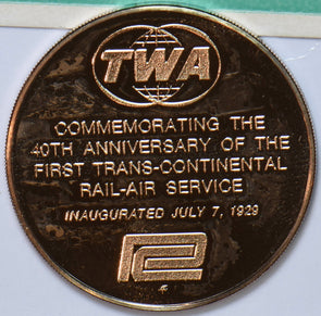 1929 America's First Transcontinential Rail-Air Service 40th Anniversary Coin-M