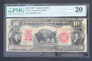 US 1901 Bison $10 PMG Very Fine 20 United States Notes Large Size Legal Tender F