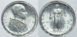 Vatican 1951 5 Lire 241047 combine shipping