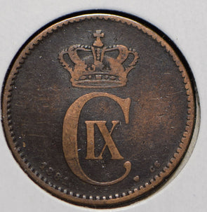 Denmark 1881 2 Ore Dolphin animal  901466 combine shipping