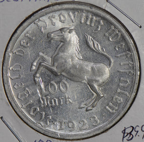 Germany 1923 Westphalia 100 Mark UNC aluminum lustrous GE0111 combine shipping