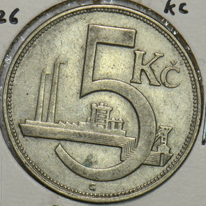 Czechoslovakia 1926 5 Korun Lion animal 196764 combine shipping