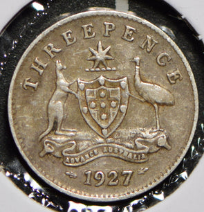 Australia 1927 3 Pence Kangaroo animal Emu  150216 combine shipping