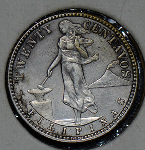 Philippines 1918 20 Centavos silver  P0157 combine shipping