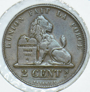Belgium 1863 2 Centimes Lion animal Lion with tablet  290376 combine shipping