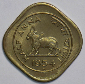 India Republic 1954 1/2 Anna Bull animal Lion 298313 combine shipping
