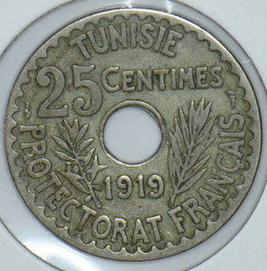 Tunisia 1919 AH 1337 25 Centimes Emu 191427 combine shipping