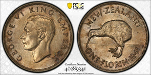 New Zealand 1941 Florin Kiwi bird animal PCGS AU55 PC1134 combine shipping