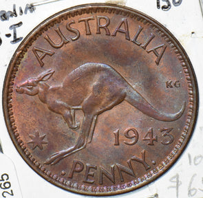 Australia 1943 Penny Kangaroo animal  291265 combine shipping